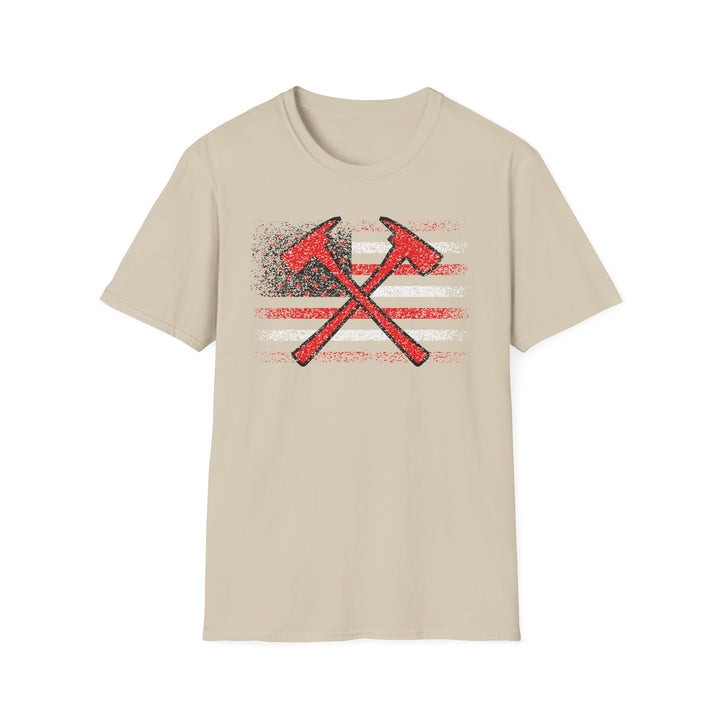 Firefighter American Flag - Unisex Softstyle T-Shirt