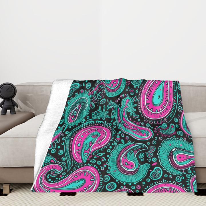Pink And Teal Paisley - Sofa Blanket