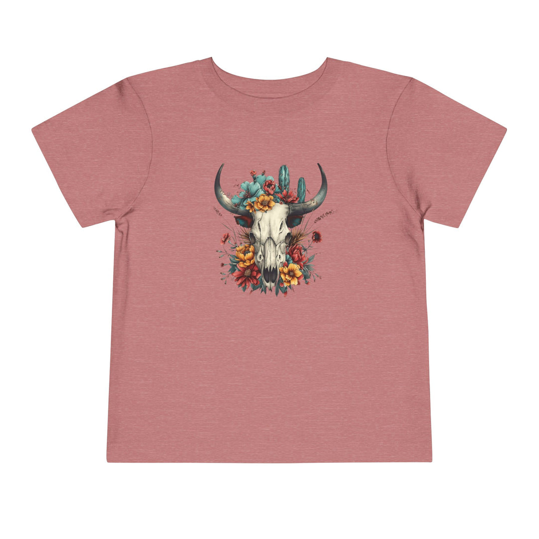 Bright And Flowery Skull - Toddler Short Sleeve Tee