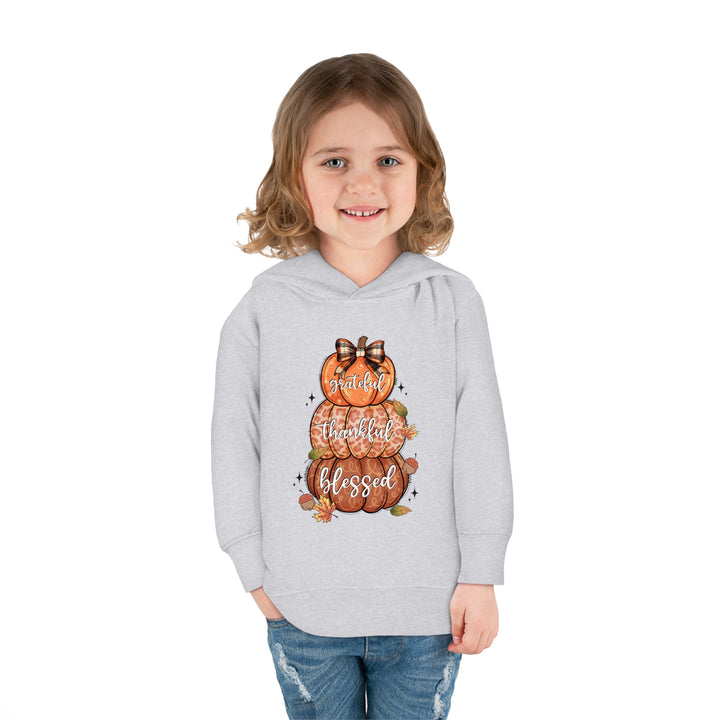 Grateful Thankful Blessed Pumpkins - Toddler Pullover Fleece Hoodie