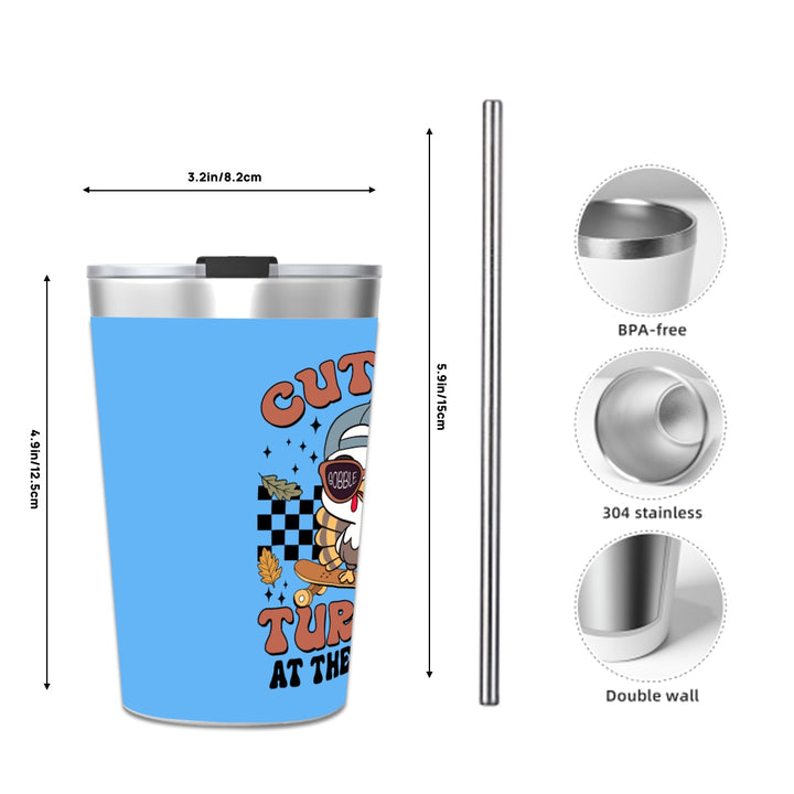 Cutest Turkey Boys - Stainless Steel Water Bottle With Straw