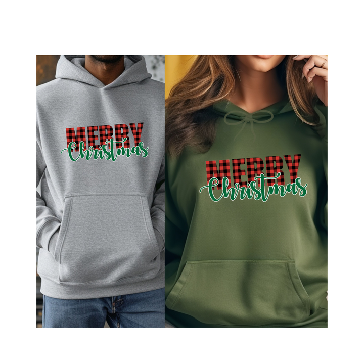 Merry Christmas Buffalo Plaid - Unisex Heavy Blend™ Hooded Sweatshirt