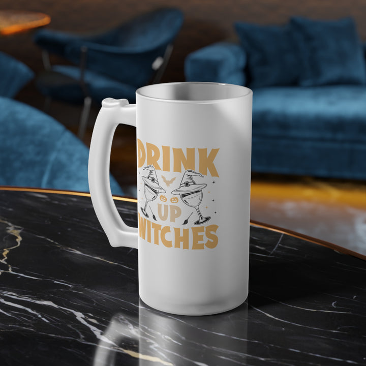 Drink Up Witches - Frosted glass beer mug