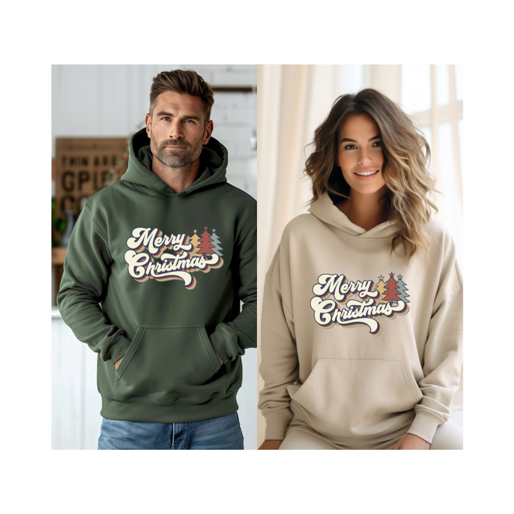 Retro Merry Christmas - Unisex Heavy Blend™ Hooded Sweatshirt