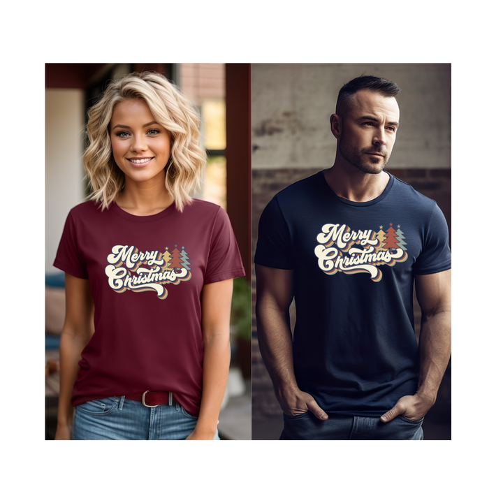 Retro Merry Christmas - Unisex Softstyle T-Shirt