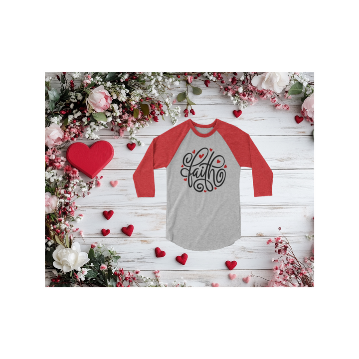Faith Hearts - 3/4 sleeve raglan shirt
