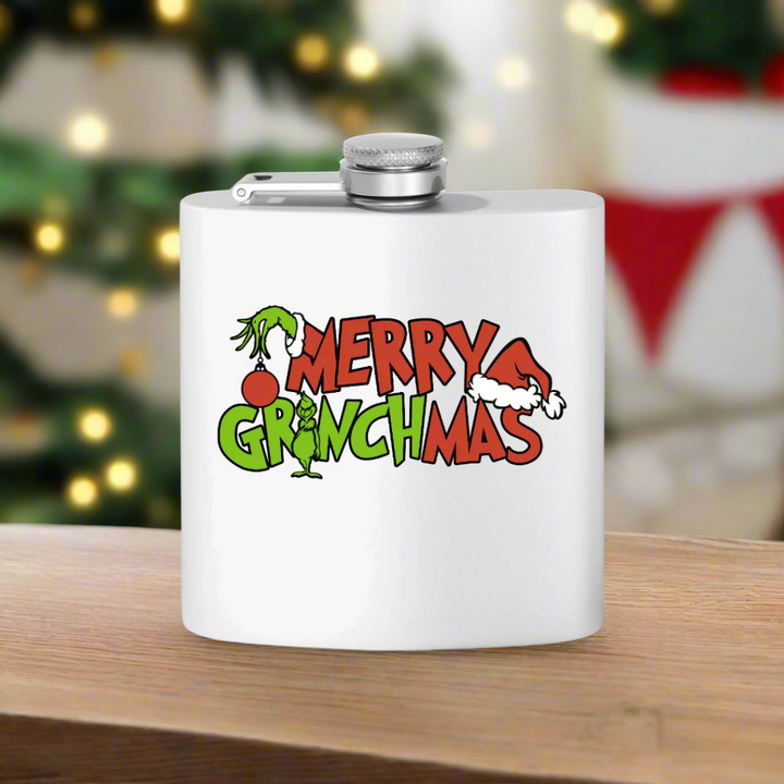 Merry Grinchmas - Stainless Steel Flask, 6oz