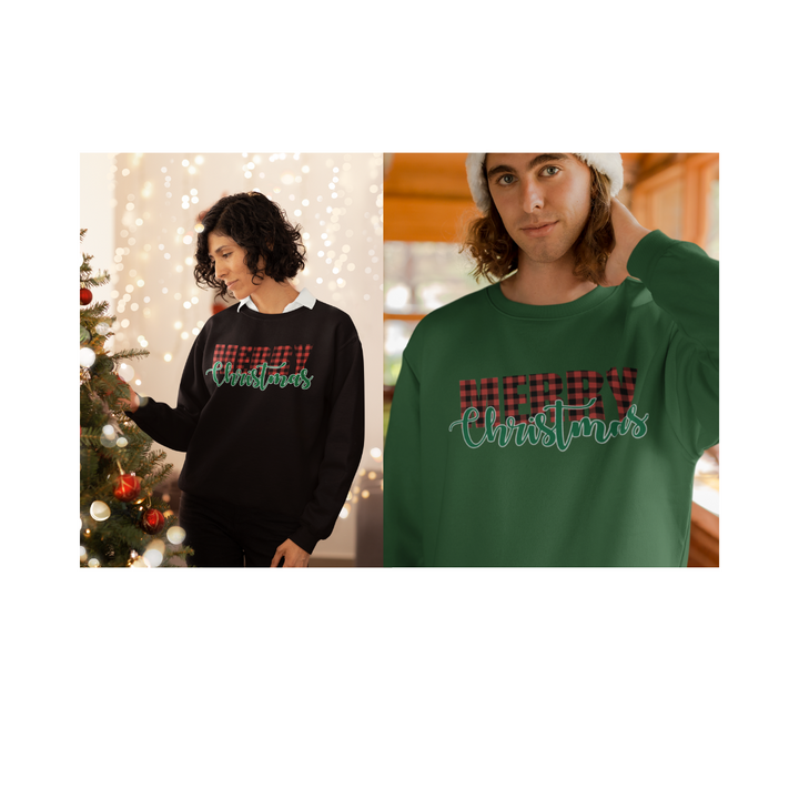 Merry Christmas Buffalo Plaid - Unisex Heavy Blend™ Crewneck Sweatshirt