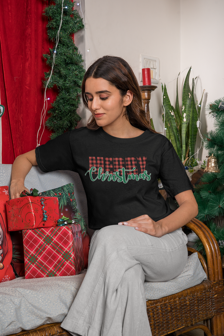 Merry Christmas Buffalo Plaid - Women's Relaxed T-Shirt