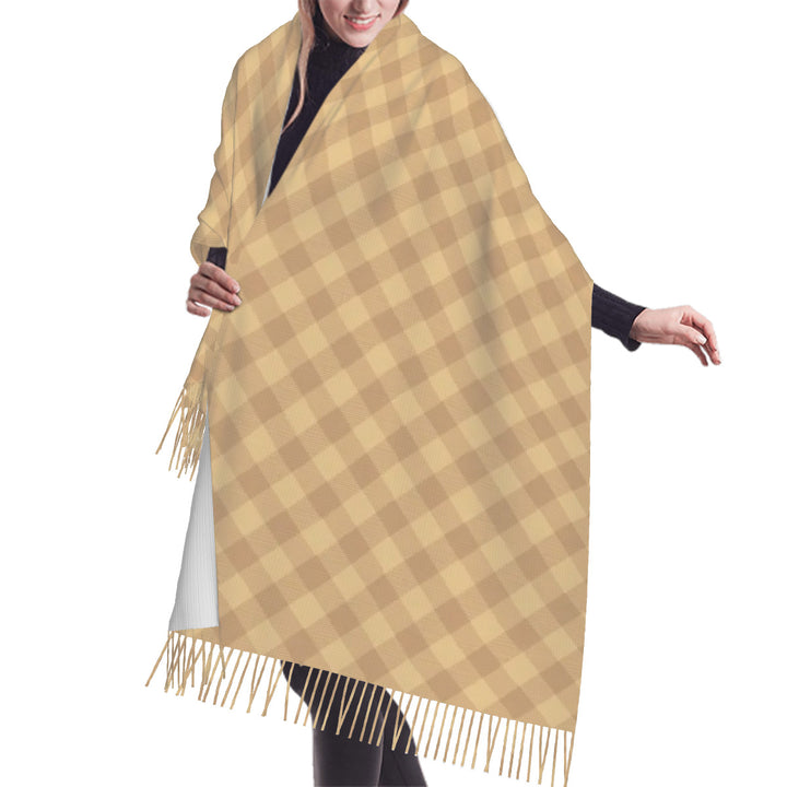 Fall Plaid - Warm Fringed Scarf for Women