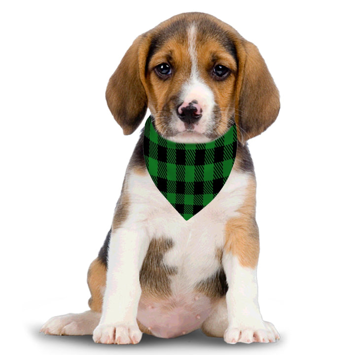 Green Plaid - Dog Bandanas Double Sided with Buckle
