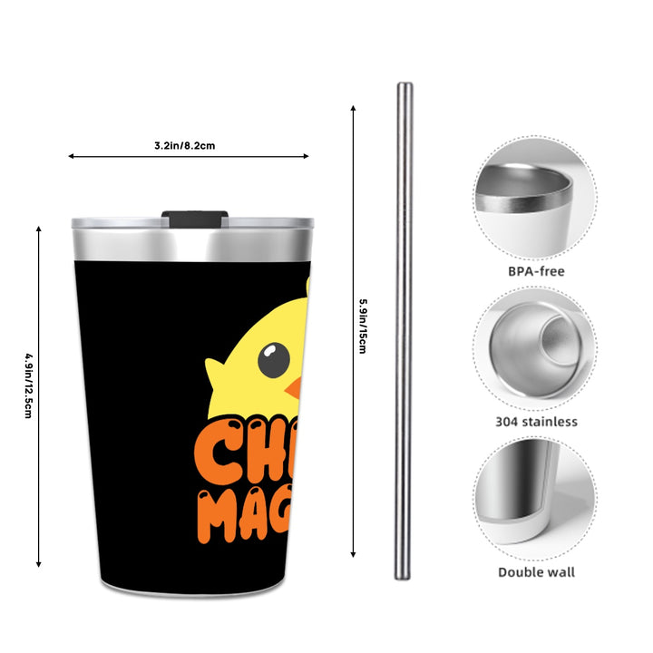 Chick Magnet - Stainless Steel Water Bottle With Straw (12oz)