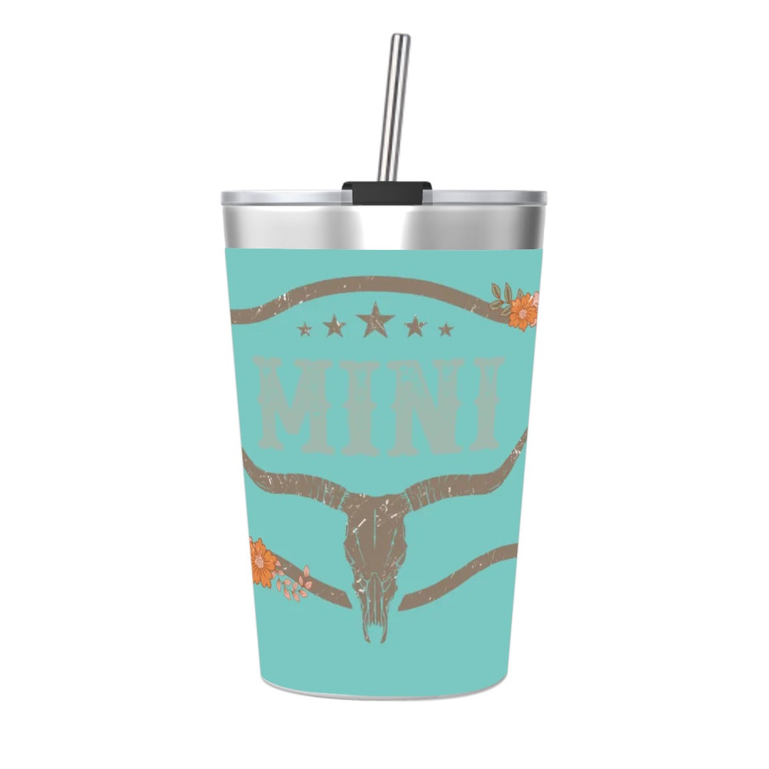 Skull Mini - Stainless Steel Water Bottle With Straw (12oz)