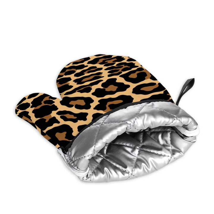 Black Leopard - Oven Mitts and Pot Holders Set of 4