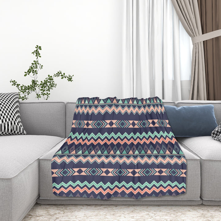 Peach Aztec Chevron - Sofa Blanket