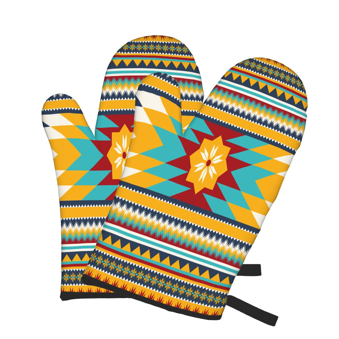 Gold Aztec - Oven Mitts Set of Two