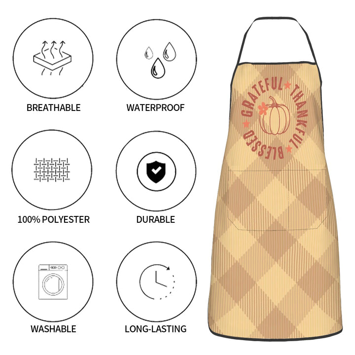 Grateful Thankful Blessed - Adult Apron with Pockets