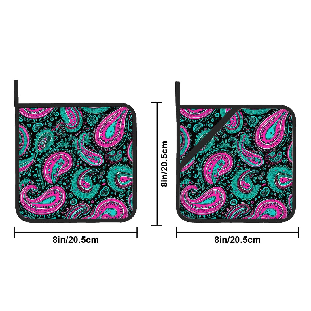 Pink And Teal Paisley - Pot Holders Set of 2