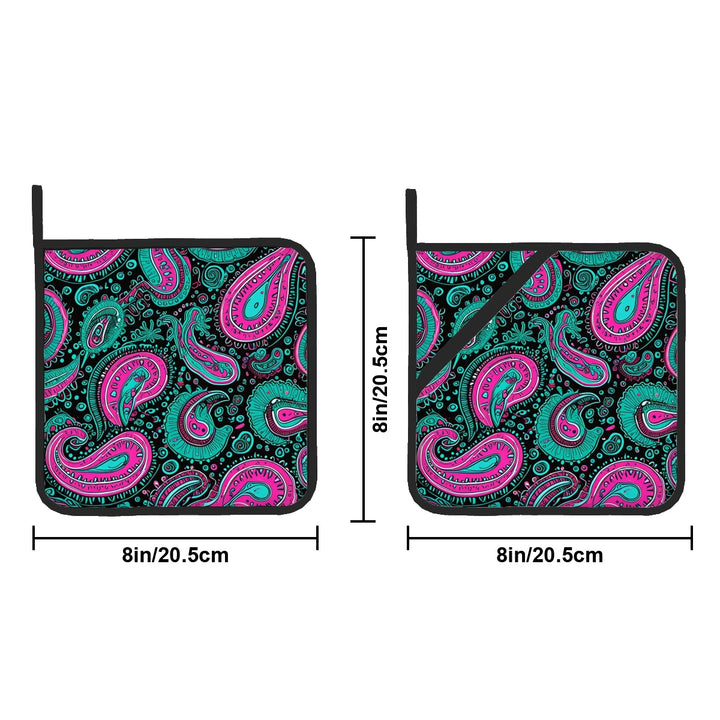 Pink And Teal Paisley - Pot Holders Set of 2