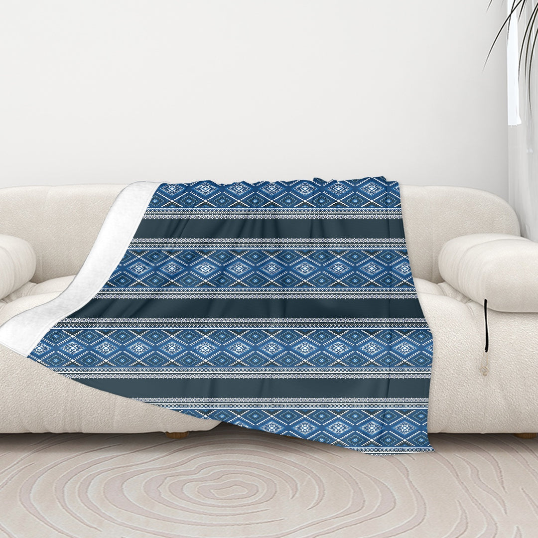 Geometric Blue Diamond - Sofa Blanket