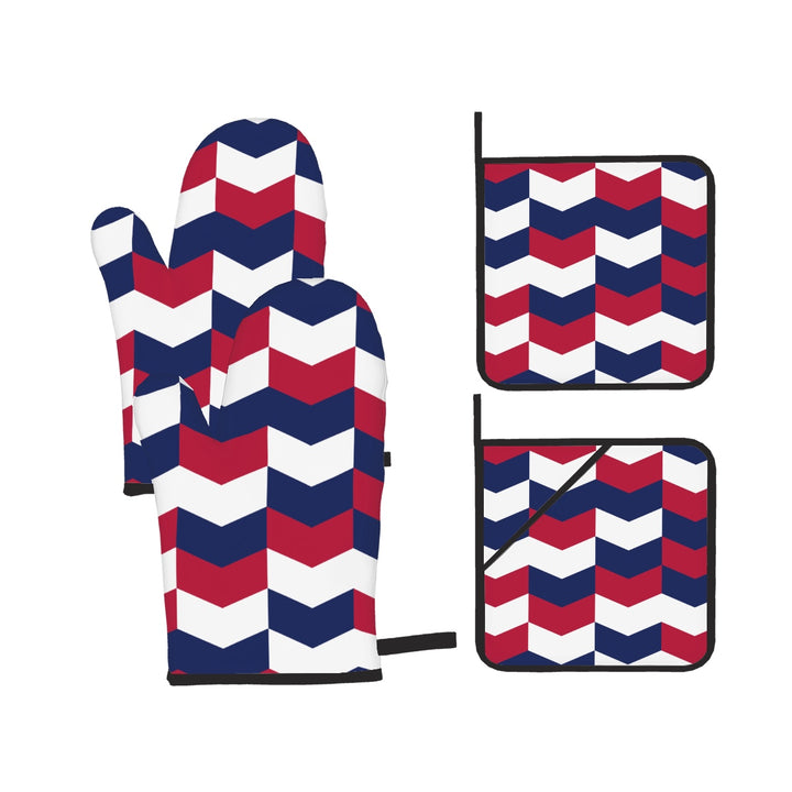 Patriotic Abstract - Oven Mitts and Pot Holders Set of 4