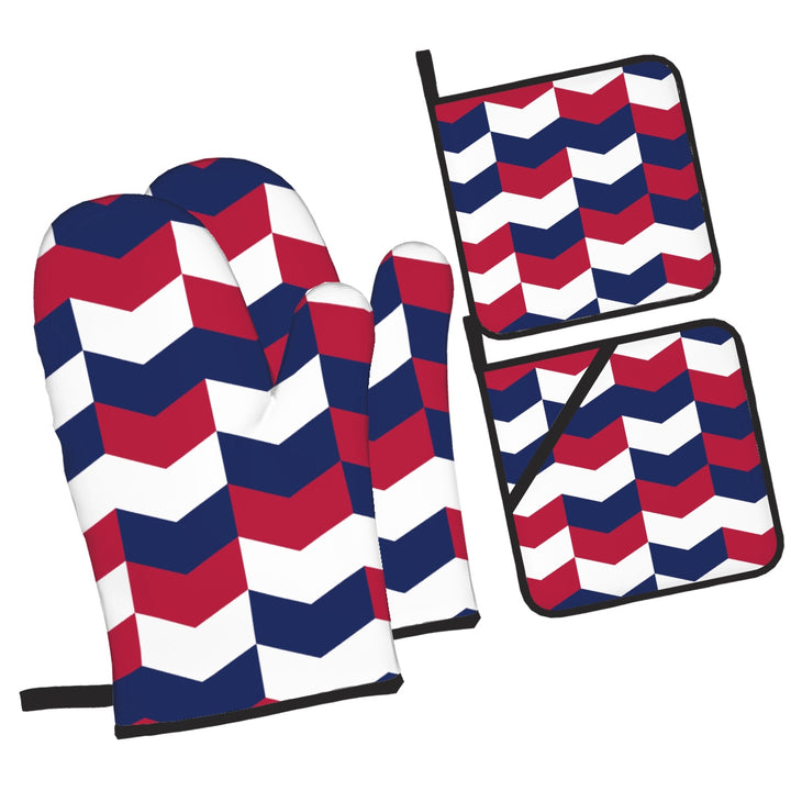 Patriotic Abstract - Oven Mitts and Pot Holders Set of 4