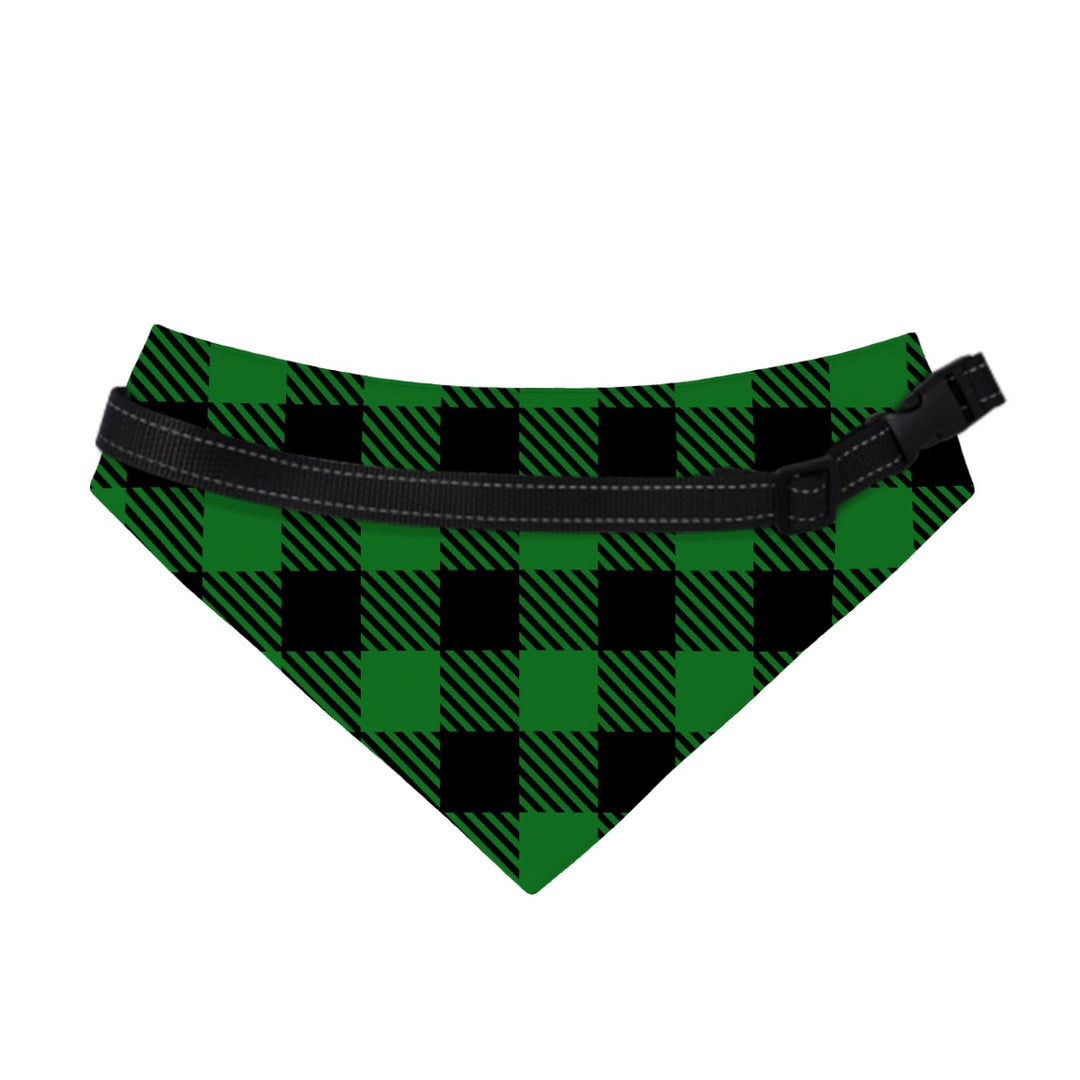 Green Plaid - Dog Bandanas Double Sided with Buckle