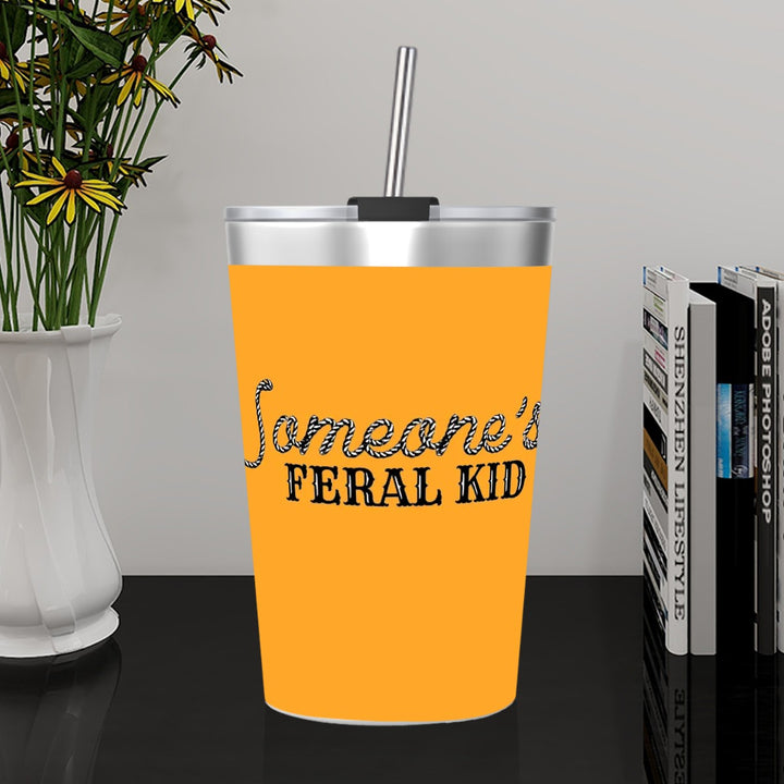 Someone's Feral Kid - Stainless Steel Water Bottle With Straw (12oz)