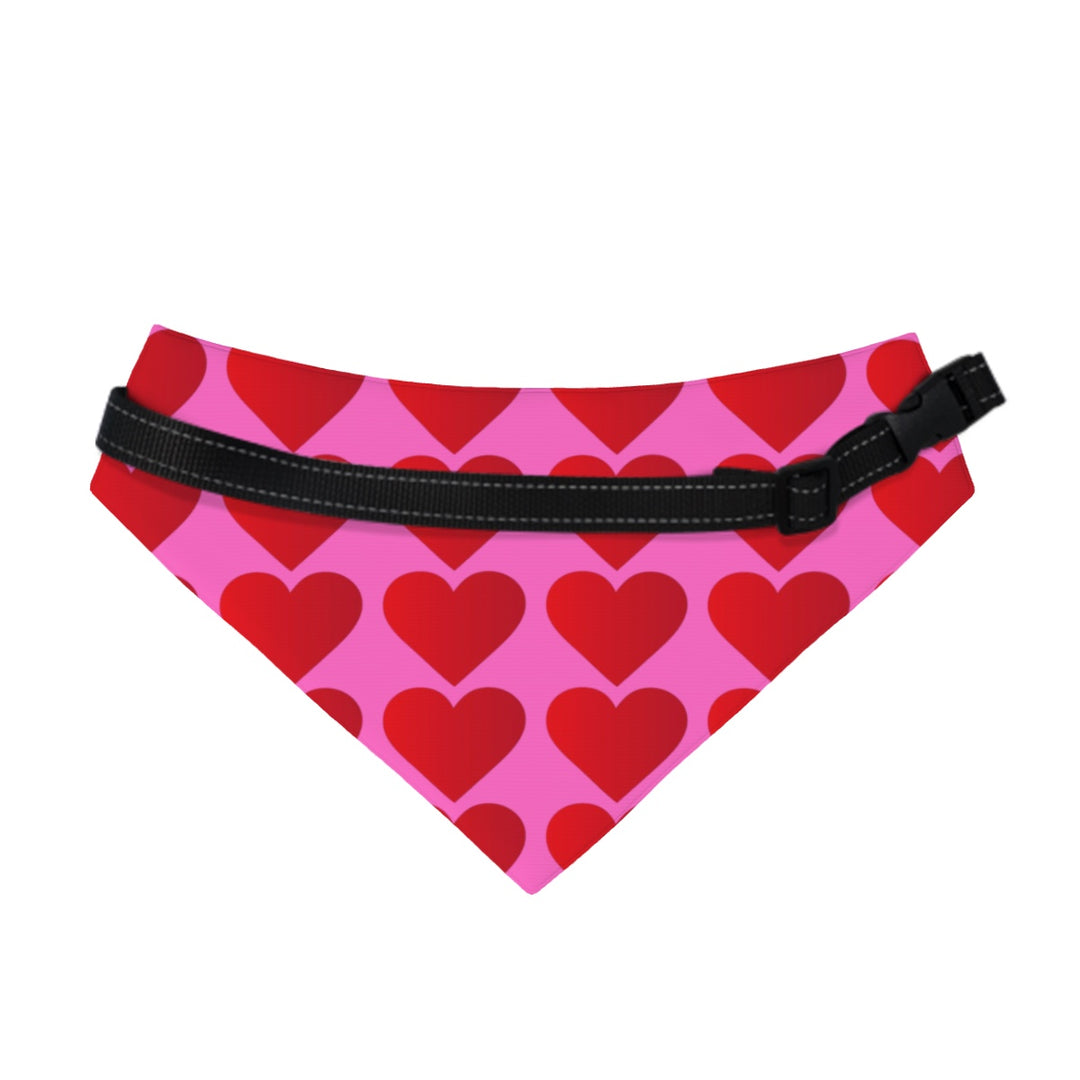 Red Valentine Hearts - Dog Bandanas Double Sided with Buckle