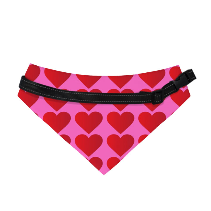 Red Valentine Hearts - Dog Bandanas Double Sided with Buckle