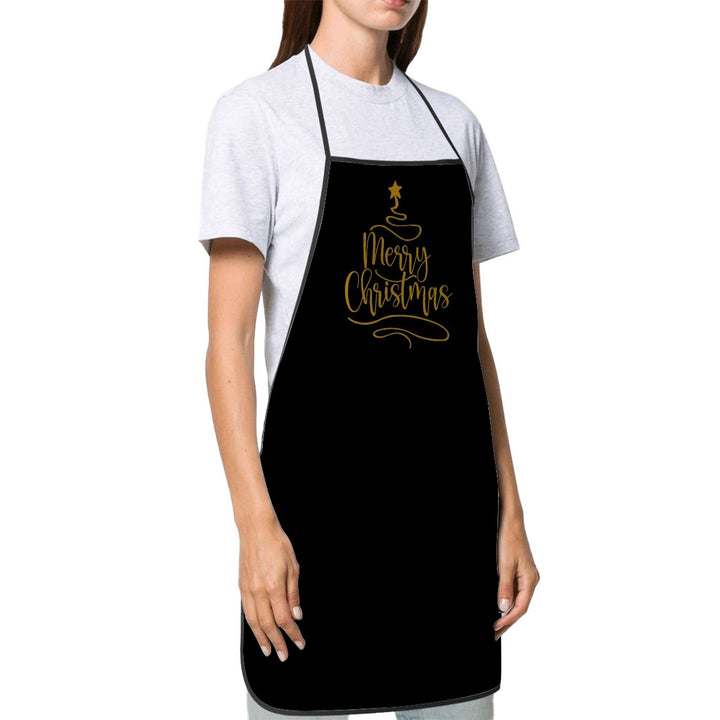 Merry Christmas Gold Tree - Adult Apron with Pockets