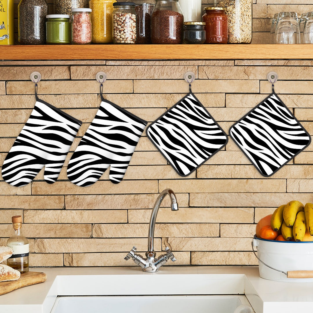 Zebra - Oven Mitts and Pot Holders Set of 4