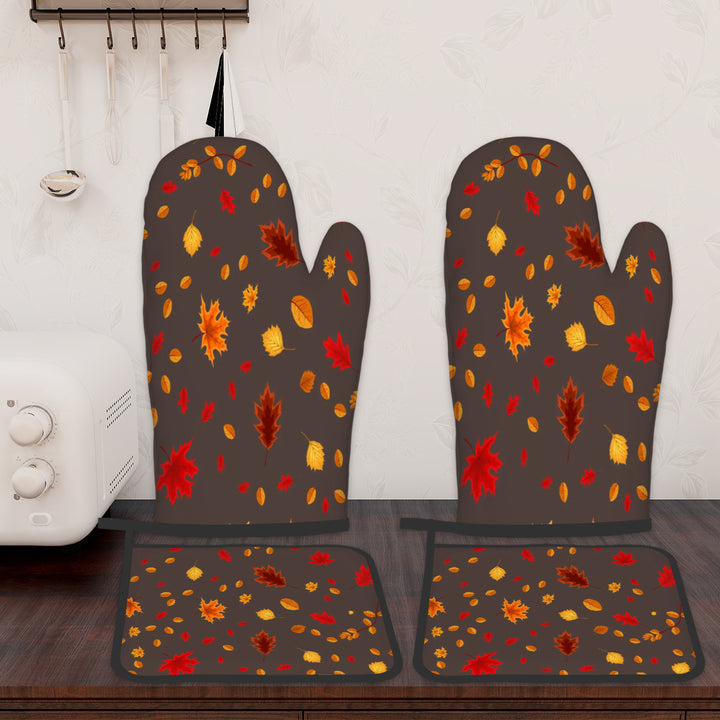 Happy Turkey Day - Oven Mitts and Pot Holders Set of 4