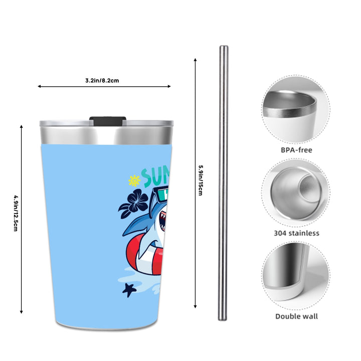 Shark Vibes - Stainless Steel Water Bottle With Straw