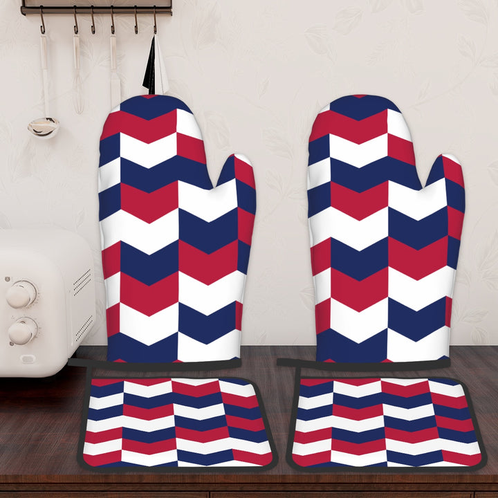 Patriotic Abstract - Oven Mitts and Pot Holders Set of 4
