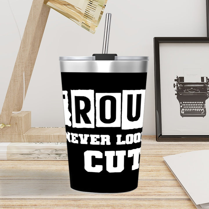 Trouble Never Looked So Cute - Stainless Steel Water Bottle With Straw (12oz)