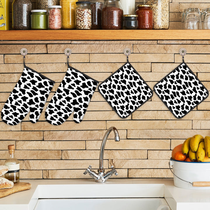 Cow Print - Oven Mitts and Pot Holders Set of 4
