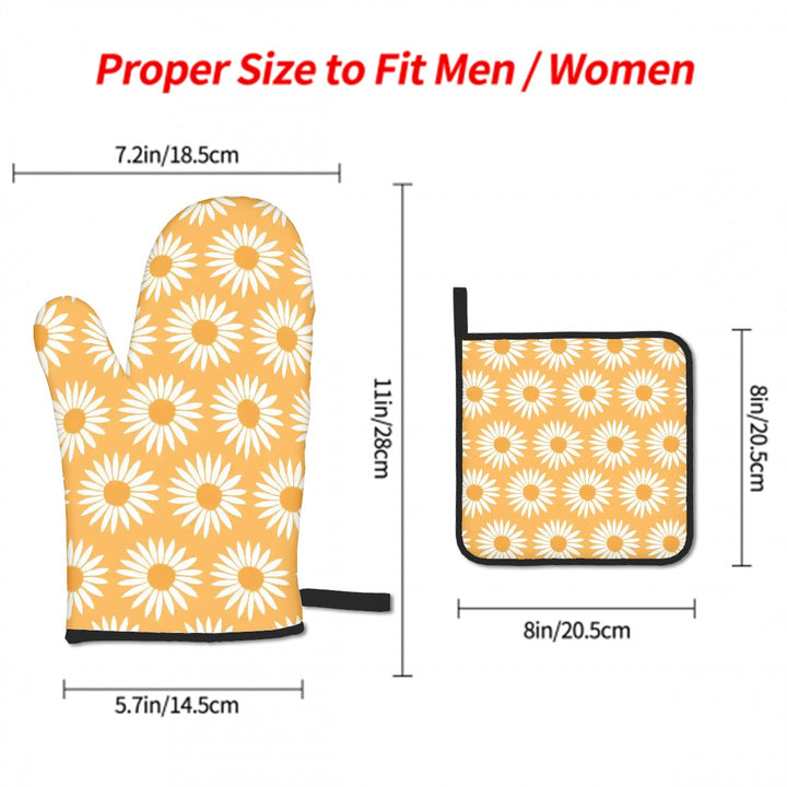 Yellow Sunflower Pattern - Oven Mitts and Pot Holders Sets (3pcs)