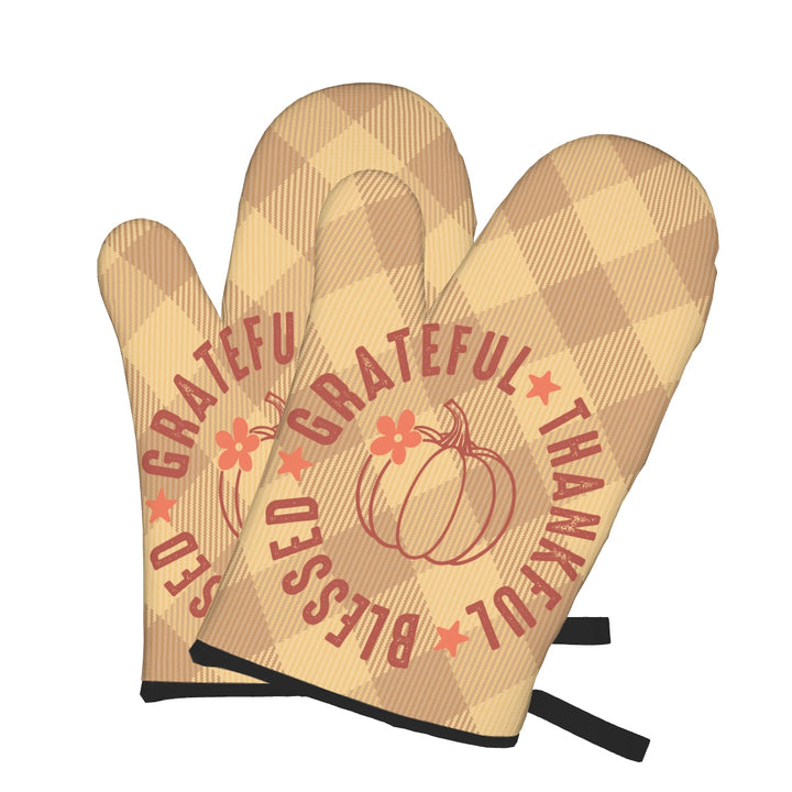 Grateful Thankful Blessed - Oven Mitts Set of Two