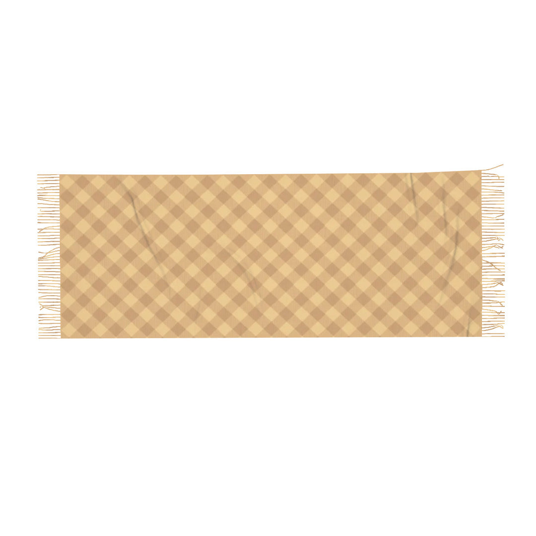 Fall Plaid - Warm Fringed Scarf for Women
