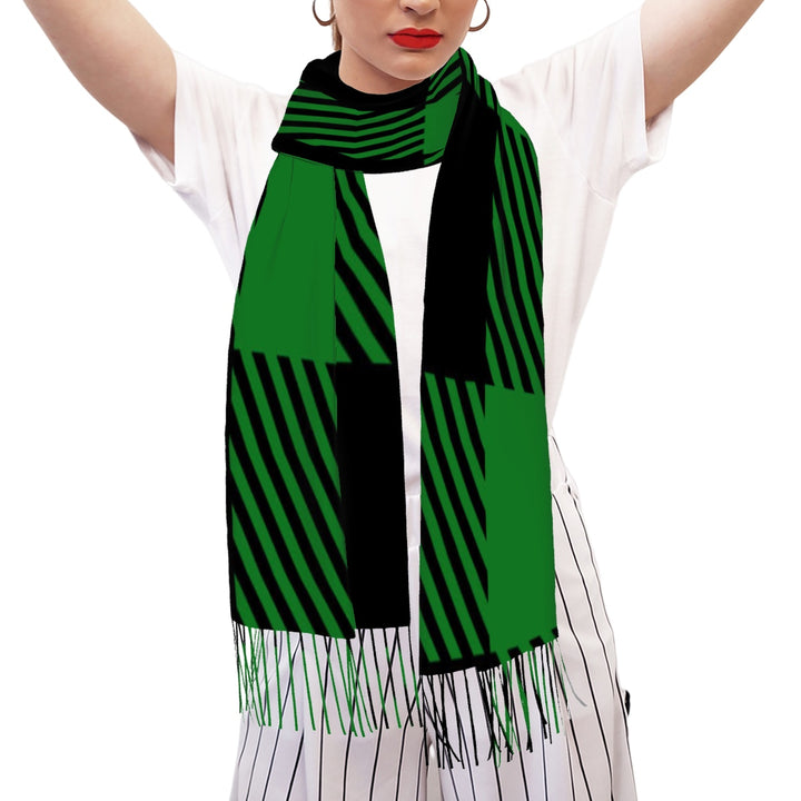 Green Plaid - Fringed Scarf