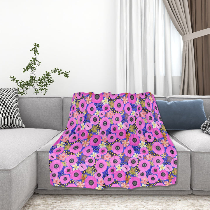 Vibrant Pink Spring Pattern - Sofa Blanket