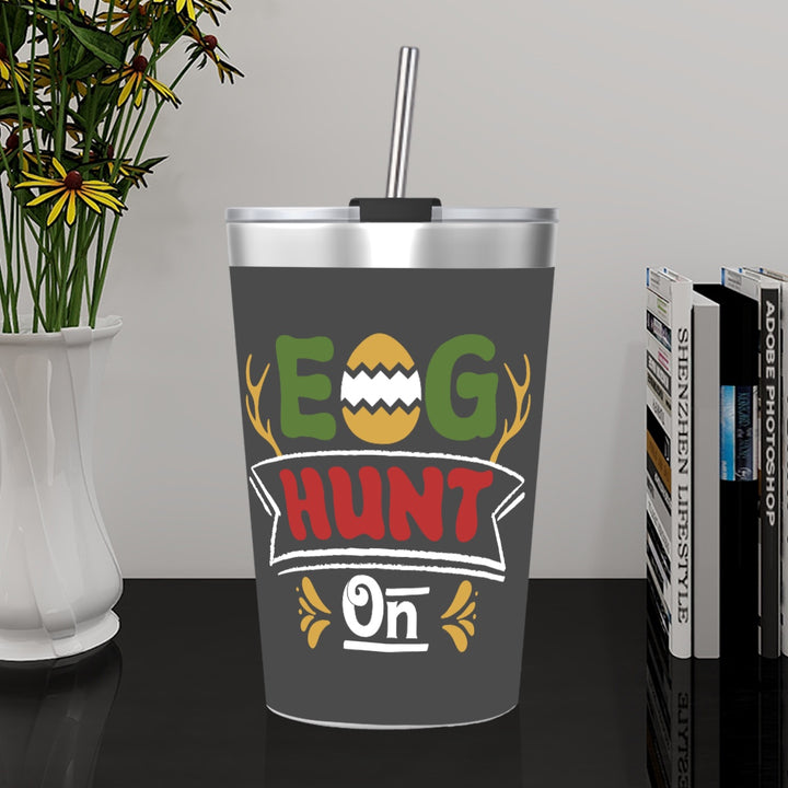 Egg Hunt - Stainless Steel Water Bottle With Straw (12oz)