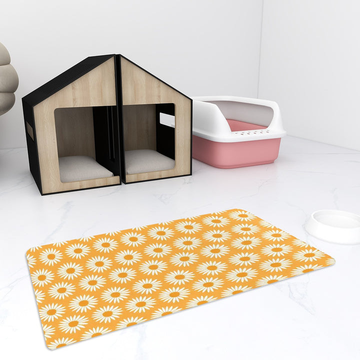 Yellow Sunflower Pattern - Pet Food Mat