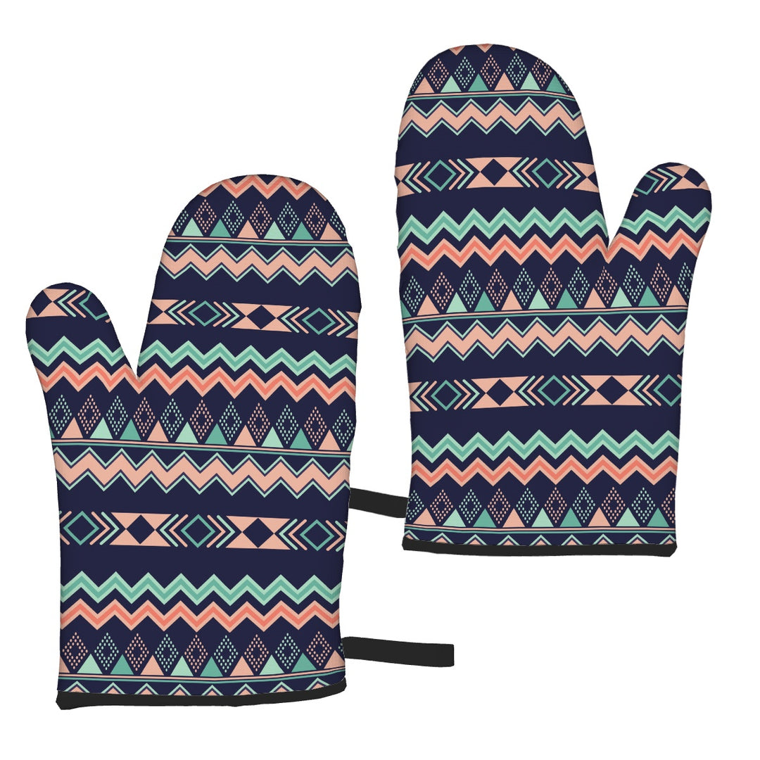 Peach Aztec Chevron - Oven Mitts Set of Two