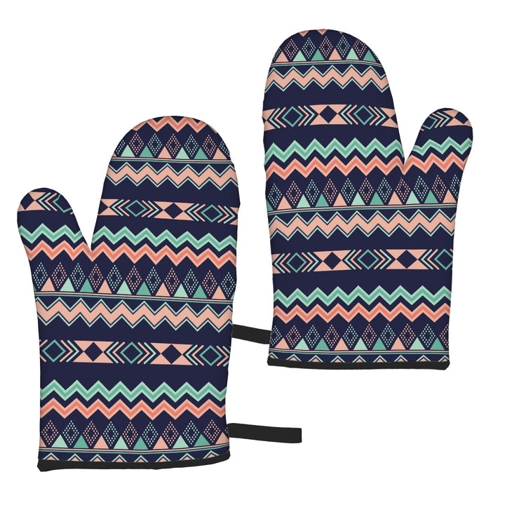 Peach Aztec Chevron - Oven Mitts Set of Two