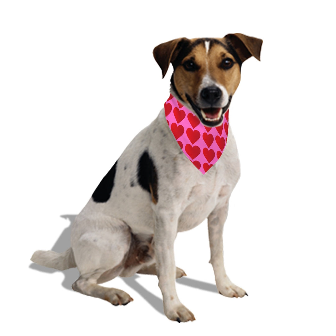 Red Valentine Hearts - Dog Bandanas Double Sided with Buckle