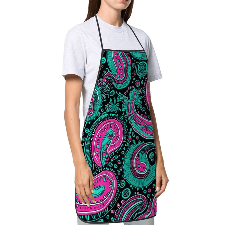 Pink And Teal Paisley - Adult Apron with Pockets
