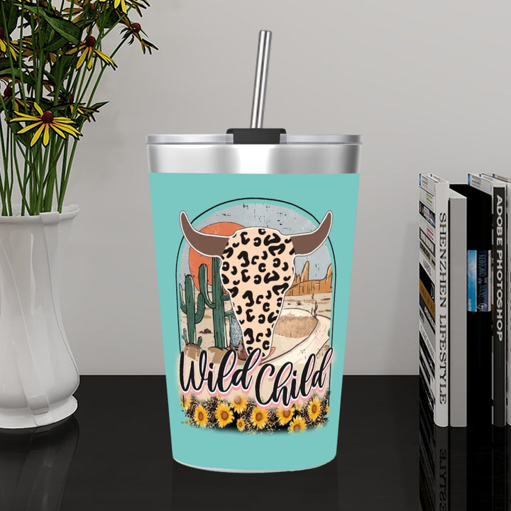 Wild Child - Stainless Steel Water Bottle With Straw (12oz)