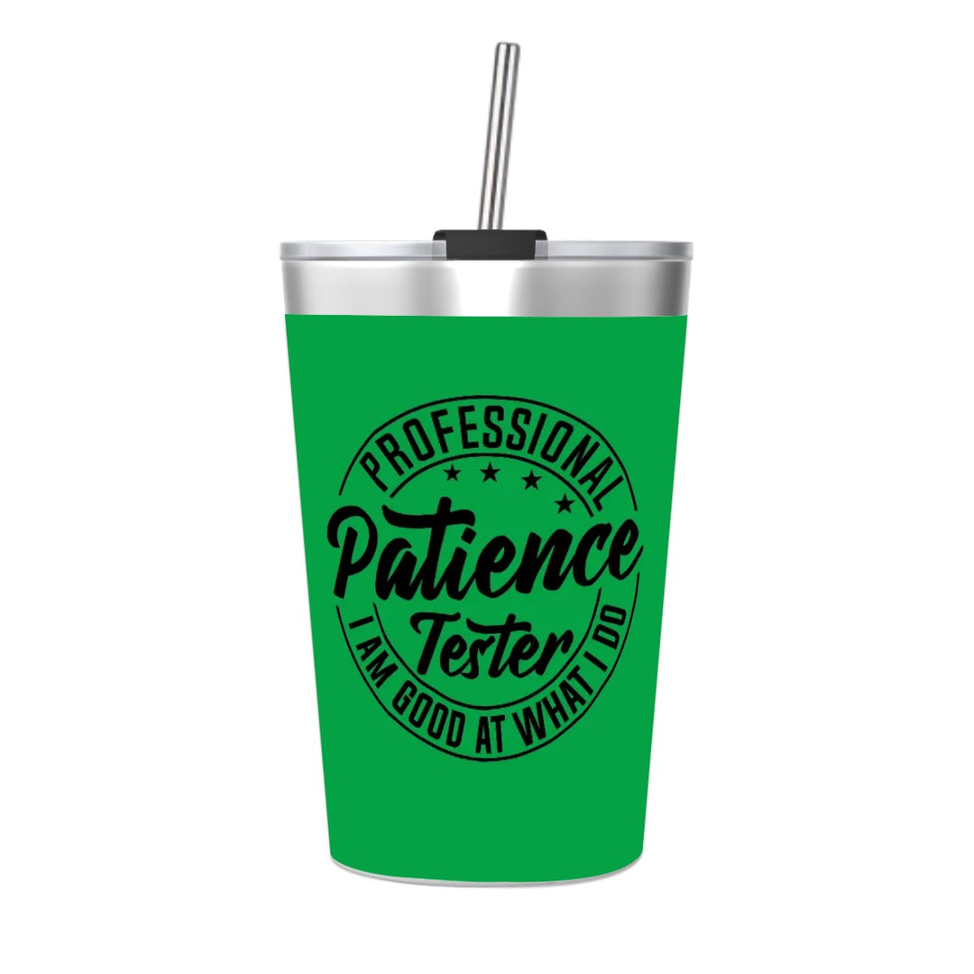 Professional Patience Tester - Stainless Steel Water Bottle With Straw (12oz)